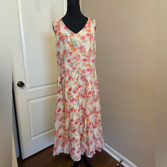 Coldwater Creek Dresses & Skirts - COLDWATER CREEK Dress Size 14P Soft Floral Silk Chiffon Feminine Romantic Spring